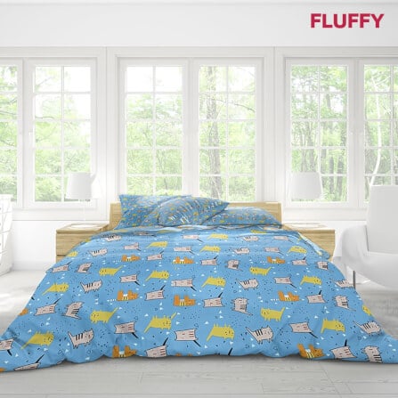 ชุดผ้าปูที่นอน 3.5 ฟุต 2 ชิ้น ไม่รวมผ้านวม Fluffy คอลเลคชั่น Dreamy ลาย Cat joy_1